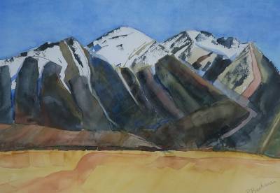 "Waimakariri backdrop" - Painting by Andy Buchanan, an artist from Canterbury, New Zealand.