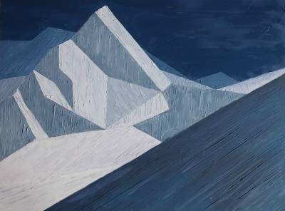 "Mt Dixon from Plateau Hut" - Painting by Andy Buchanan, an artist from Canterbury, New Zealand.