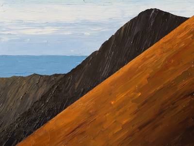 "Miserable Ridge above the Hokitika River" - Painting by Andy Buchanan, an artist from Canterbury, New Zealand.