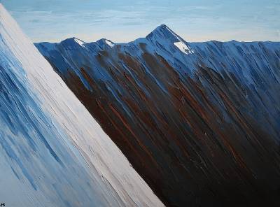 "Mt Brewster from Mt Heim" - Painting by Andy Buchanan, an artist from Canterbury, New Zealand.