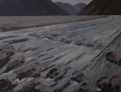 "Jollie Range from Lawrence River" - Painting by Andy Buchanan, an artist from Canterbury, New Zealand.