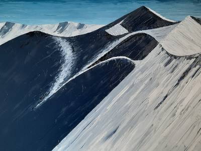 "Mt Enys from Porters skifield" - Painting by Andy Buchanan, an artist from Canterbury, New Zealand.