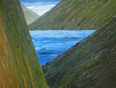 "Lake Karaupataka" - Painting by Andy Buchanan, an artist from Canterbury, New Zealand.